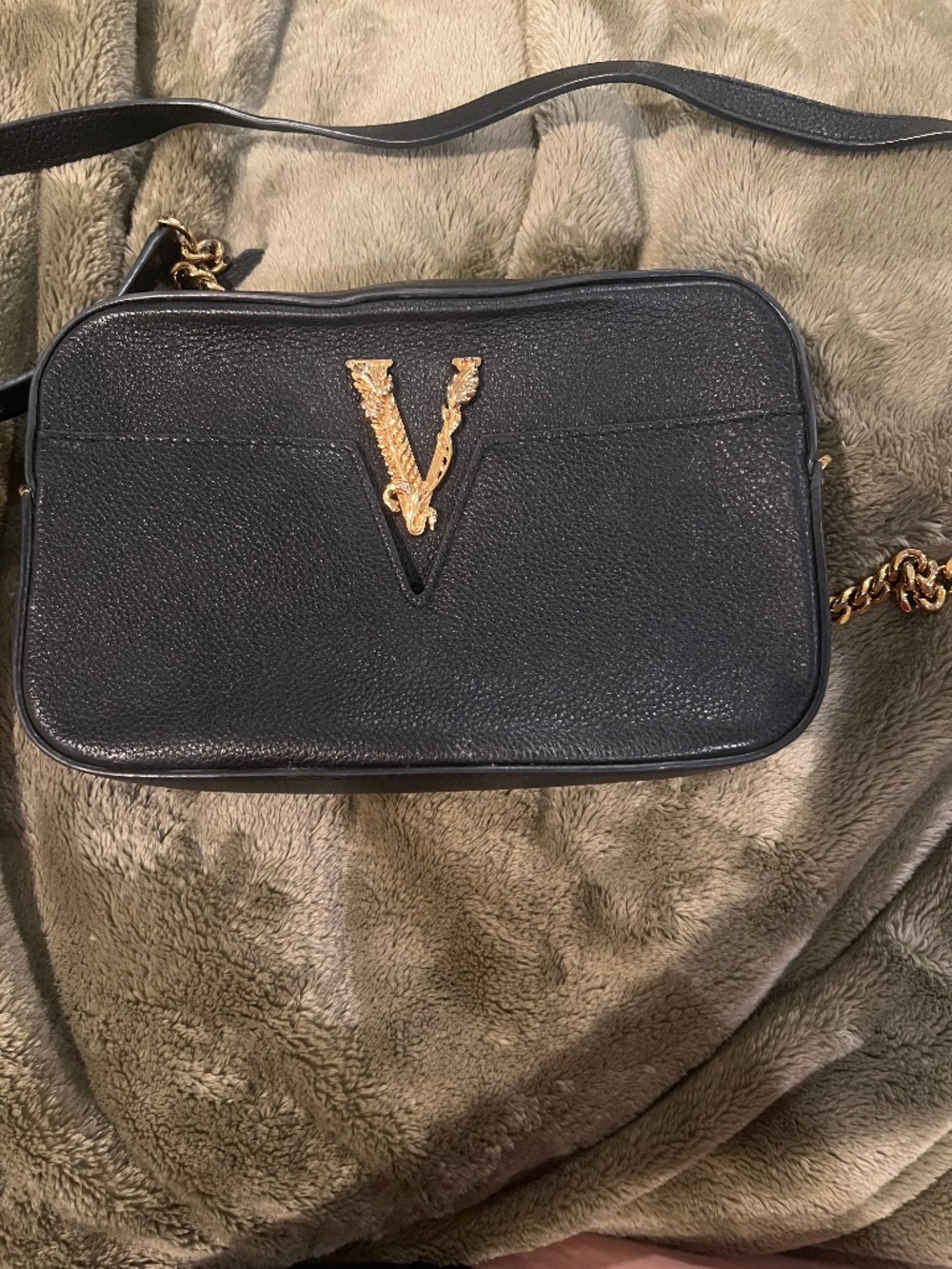 Versace black leather crossbody